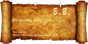 Broczky Béla névjegykártya